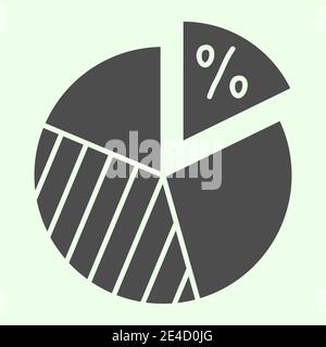 Circular diagram solid icon. Pie chart with percent symbol glyph style pictogram on white background. Circle business or school presentation for Stock Vector