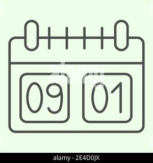 School calendar thin line icon. Calendar with first of September date outline style pictogram on white background. Day of knowledge dating symbol for Stock Vector