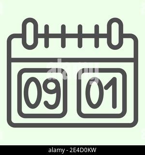 School calendar line icon. Calendar with first of September date outline style pictogram on white background. Day of knowledge dating symbol for Stock Vector