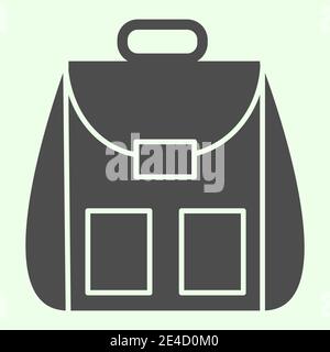 Backpack solid icon. Student personal school bag glyph style pictogram on white background Schoolbag or daypack for mobile concept and web design Stock Vector