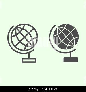 Globe line and solid icon. Planet Earth for schools studying outline style pictogram on white background. World sphere on stand for mobile concept and Stock Vector