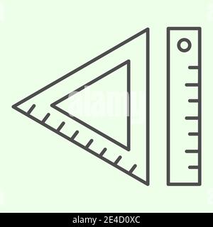 Ruler thin line icon. Math triangle and school rulers outline style pictogram on white background. Study and Education signs for mobile concept and Stock Vector