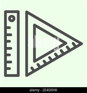 Ruler line icon. Math triangle and school rulers outline style pictogram on white background. Study and Education signs for mobile concept and web Stock Vector