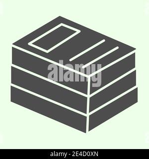 Office folders solid icon. Stack of binders glyph style pictogram on white background. School or business binder with archiving files for mobile Stock Vector