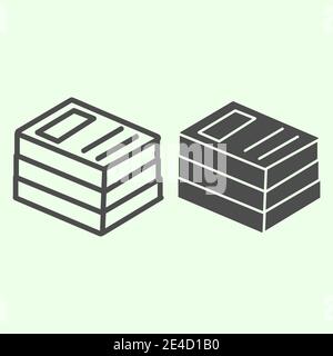 Office folders line and solid icon. Stack of binders outline style pictogram on white background. School or business binder with archiving files for Stock Vector