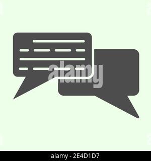 Dialogue solid icon. Square conversation bubbles glyph style pictogram on white background. Office and organization chat symbol for mobile concept and Stock Vector