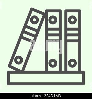 Office folders line icon. Row of binders outline style pictogram on white background. Three business binder with archiving files for mobile concept Stock Vector