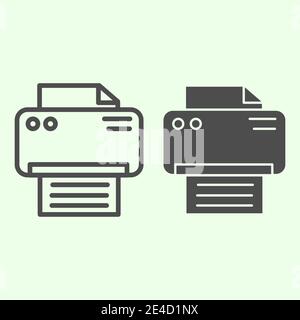 Printer line and solid icon. Office laser-jet print machine outline style pictogram on white background. Business and organization signs for mobile Stock Vector