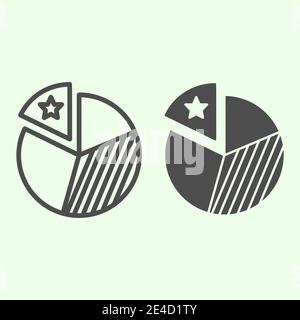 Diagram line and solid icon. Pie chart with marked part outline style pictogram on white background. Circle business graph presentation for mobile Stock Vector