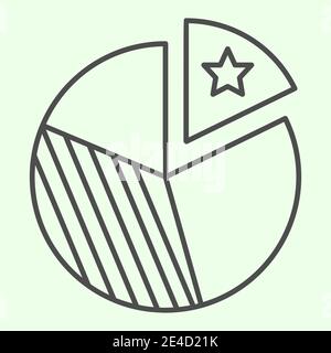 Diagram thin line icon. Pie chart with marked part outline style pictogram on white background. Circle business graph presentation for mobile concept Stock Vector