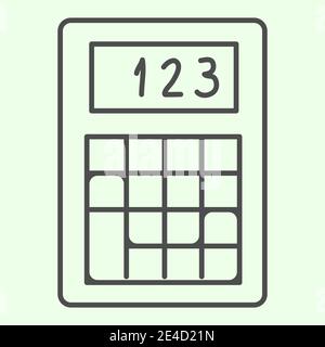 Calculator thin line icon. Electronic device for accounting and calculating outline style pictogram on white background. Technology signs for mobile Stock Vector
