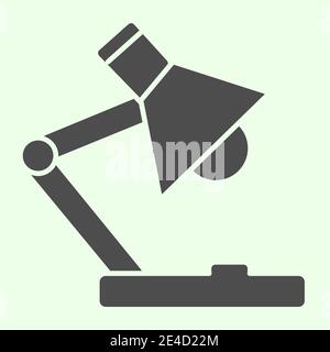 Office reading lamp solid icon. Table lamp for education and work glyph style pictogram on white background. Organization equipment signs for mobile Stock Vector