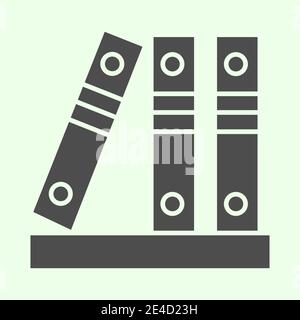 Office folders solid icon. Row of binders glyph style pictogram on white background. Three business binder with archiving files for mobile concept and Stock Vector