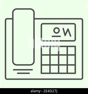 Office phone thin line icon. Landline company telephone outline style pictogram on white background. Secretary phone with display for mobile concept Stock Vector