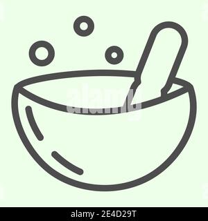 Petri dish line icon. Bacteriological analysis in scientific lab plate outline style pictogram on white background. Biology and chemistry signs for Stock Vector