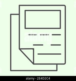 Report thin line icon. Business documentation text file outline style pictogram on white background. Office and Business signs for mobile concept and Stock Vector