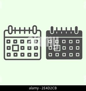 Calendar line and solid icon. Office month date planner outline style pictogram on white background. Important event organizer or schedule for mobile Stock Vector