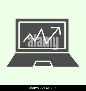 Computer graph solid icon. Analytic or statistics chart on monitor ...