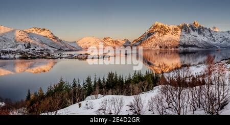 Mountains Sunrise Landscape Winter Reflection 