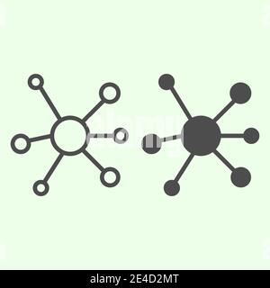 Cells line and solid icon. DNA or DNK molecule symbol outline style pictogram on white background. Science and education signs for mobile concept and Stock Vector