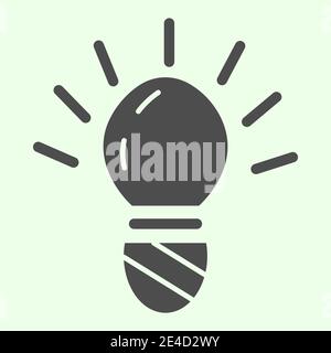 Light bulb solid icon. Innovation or idea electric lamp with glowing glyph style pictogram on white background. Research and technology signs for Stock Vector