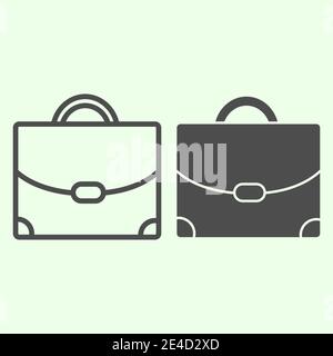 Briefcase line and solid icon. Businessman personal case outline style pictogram on white background. Handle professional office suitcase for mobile Stock Vector