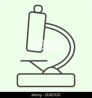 Microscope thin line icon. Biology science laboratory tool outline style pictogram on white background. Chemistry and microbiology equipment for Stock Vector