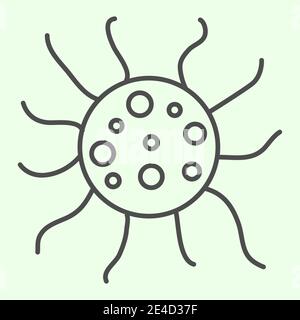 Virus thin line icon. Biology microbe bacterium and germ outline style pictogram on white background. Science and microbiology signs for mobile Stock Vector