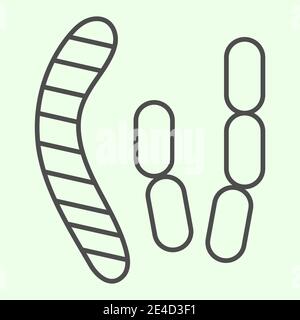 Bacteria thin line icon. Probiotics bacteria and microorganism outline style pictogram on white background. Biochemistry and microbiology signs for Stock Vector