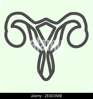 Female reproductive organ line icon. Woman uterus outline style pictogram on white background. Human gynecology organs signs for mobile concept and Stock Vector