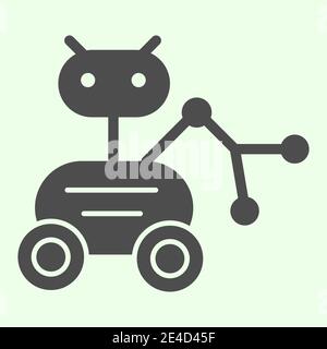 Lunar Rover solid icon. Moon exploration robot vehicle or moonwalker glyph style pictogram on white background. Universe and space signs for mobile Stock Vector