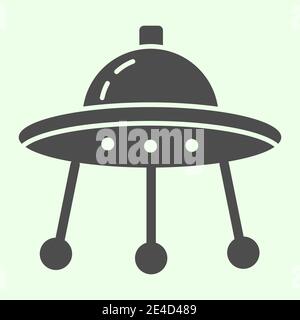 Alien spaceship solid icon. Spacecraft or ufo ship plate glyph style pictogram on white background. Space and astronomy signs for mobile concept and Stock Vector