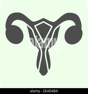 Female reproductive organ solid icon. Woman uterus glyph style pictogram on white background. Human gynecology organs signs for mobile concept and web Stock Vector