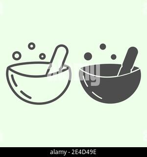 Petri dish line and solid icon. Bacteriology analysis in laboratory plate outline style pictogram on white background. Biology and chemistry signs for Stock Vector
