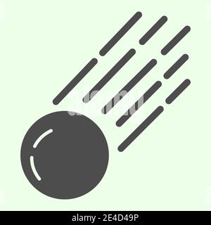 Comet solid icon. Falling meteorite with flame or asteroid glyph style pictogram on white background. Space and astronomy signs for mobile concept and Stock Vector