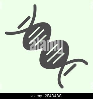 DNA solid icon. Deoxyribonucleic acid chain molecule with formula glyph style pictogram on white background. Anatomy and organs signs for mobile Stock Vector