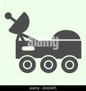 Space rover with radio telescope solid icon. Space explorer car glyph style pictogram on white background. Universe and cosmos signs for mobile Stock Vector