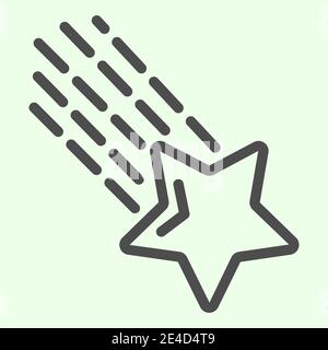Shooting star line icon. Falling meteor star with tale in outer space outline style pictogram on white background. Universe and cosmos signs for Stock Vector