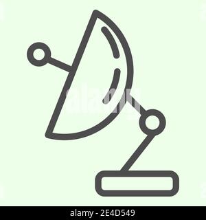Satellite observation dish line icon. Aerials Parabolic antenna outline style pictogram on white background. Research and Astronomy signs for mobile Stock Vector