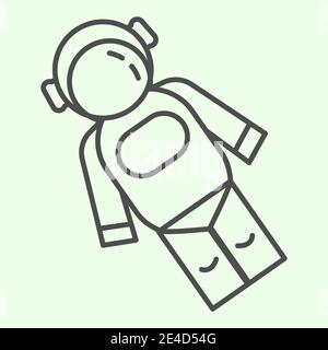 Astronaut thin line icon. Cosmonaut in suit in space outline style pictogram on white background. Universe and Astronomy signs for mobile concept and Stock Vector