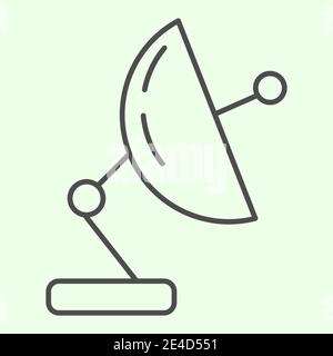 Satellite observation dish thin line icon. Aerials Parabolic antenna outline style pictogram on white background. Research and Astronomy signs for Stock Vector