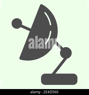 Satellite observation dish solid icon. Aerials Parabolic antenna glyph style pictogram on white background. Research and Astronomy signs for mobile Stock Vector