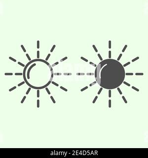 Sun line and solid icon. Summer sunny weather brightness outline style pictogram on white background. Astronomy signs for mobile concept and web Stock Vector