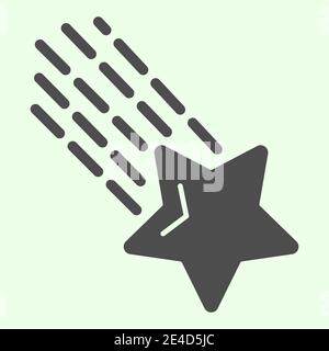 Shooting star solid icon. Falling meteor star with tale in outer space glyph style pictogram on white background. Universe and cosmos signs for mobile Stock Vector