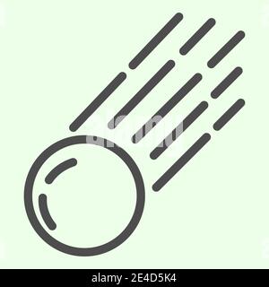 Comet line icon. Falling meteorite with flame or asteroid outline style pictogram on white background. Space and astronomy signs for mobile concept Stock Vector