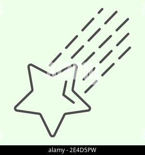Shooting star thin line icon. Falling meteor star with tale in outer space outline style pictogram on white background. Universe and cosmos signs for Stock Vector
