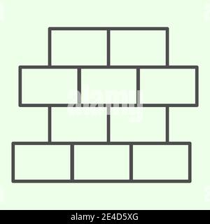 Brick thin line icon. Building wall with bricks outline style pictogram on white background. Homebuilding and Brickwork signs for mobile concept and Stock Vector