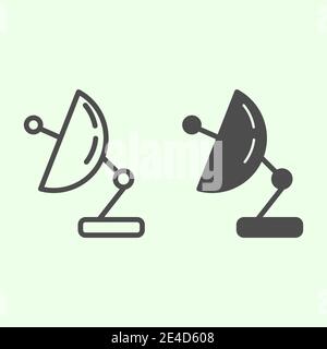 Satellite observation dish line and solid icon. Aerials Parabolic antenna outline style pictogram on white background. Research and Astronomy signs Stock Vector