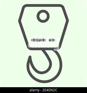 Crane hook line icon. Part of lifting gear equipment industrial hoist outline style pictogram on white background. Building signs for mobile concept Stock Vector