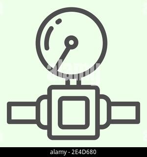 Water pipe counter line icon. Home supply meter or gauge, industrial valve outline style pictogram on white background. Construction signs for mobile Stock Vector